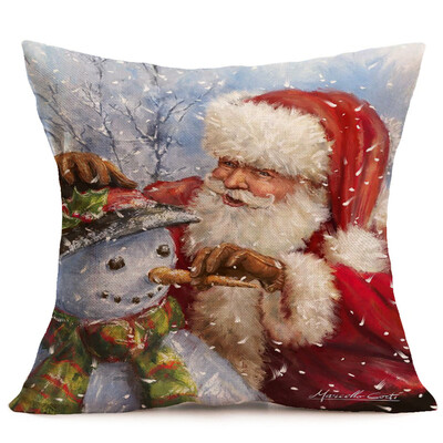 

Tailored Merry Christmas Linen Santa Pillow Cases Sofa Cushion Cover Home Decoration