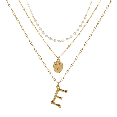 

2019 New Face Coin Beads Alphabet Initial LetterPendant Necklace Female Gold Color Chain Choker Collar Necklaces for Women