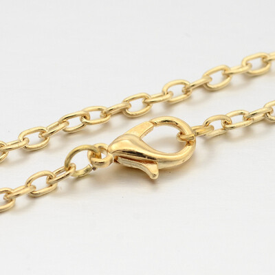 

Iron Cable Chain Necklace Makings with Alloy Lobster Claw Clasps Light Gold 291