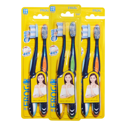 

Frog FROG double effect series 987 mens toothbrush 6 comfortable medium hair strong antibacterial brush silk random color