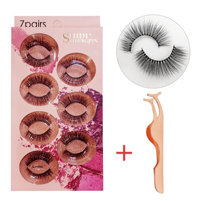 

7 Pairs Black Long Sparse Cross False Eyelashes Fake Eye Lashes Extensions Makeup Tools for stage