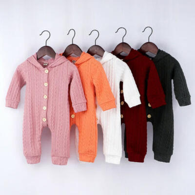 

Newborn Baby Girl Boy Clothes Knitted Hoodie Romper Jumpsuit Bodysuit Outfits