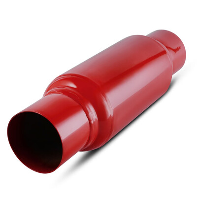 

Universal Muffler 25inch Inlet&OutletStainless Steel High Flow Performance Race Exhaust Muffler Deep Tone - Powder Coated Red