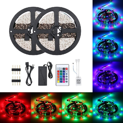 

DC12V 48W 10 Meters 600 LED RGB Strip Light with Sensitive IR24 Keys Remote Control Controller Supported Flash Strobe Fade Smoo