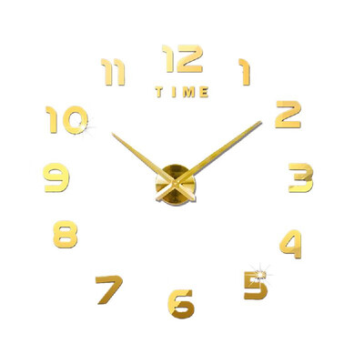 

DIY Wall Clock Frameless 3D Mirror Wall Clock Large Mute Wall Stickers for Living Room Home Decorations