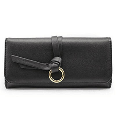 

2018 New Casual Women Solid Hasp Wallet Long Standard Wallets Triple Folding Women Purse