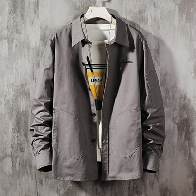 

Tailored Mens Casual Fashion Patchwork Lapel Pockets Long Sleeve Shirt Top Blouse