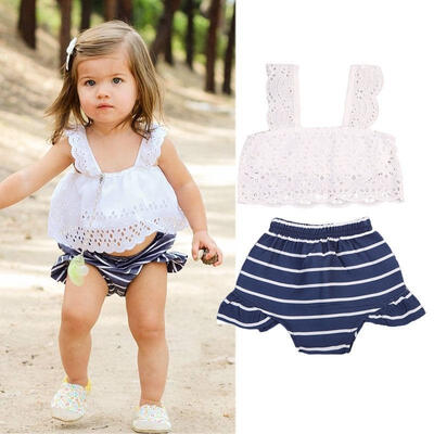 

Newborn Kids Baby Girls Outfits Clothes Hollow T-shirt Top BlouseShort Pants