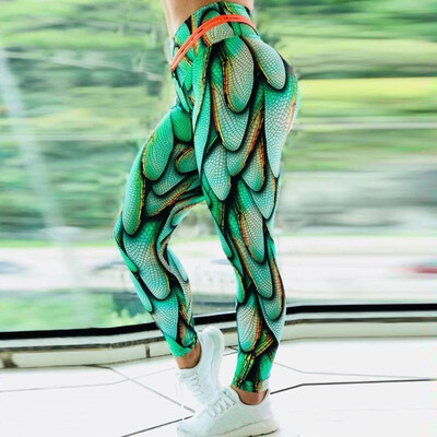 

Cross-border special offer for new European&American digital green wings leggings hip elastic yoga pants female one generation