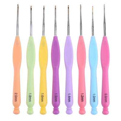 

8pcs Aluminum Needle Plastic Handle Yarn Stitching Weave Crochet Hooks Kit