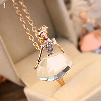

Women Fashion Rhinestone Ballet Girl Pendant Sweater Chain Necklace Jewelry