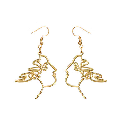 

Hollow Abstract Human Face Clown Dangle Hook Earrings Statement Party Jewelry