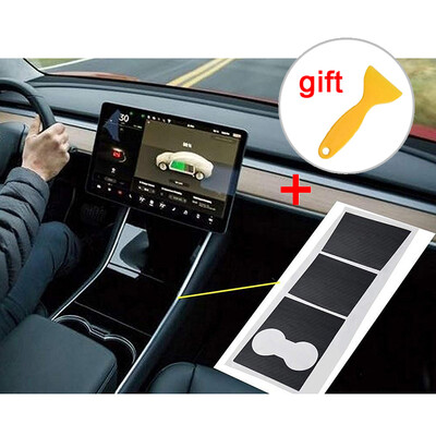 

Carbon Fiber Car Center Console Cover 5D Sticker Scraper Set For Tesla Model 3