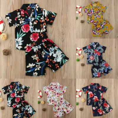 

Toddler Kids Baby Boys Summer Clothes Floral T-Shirt Shorts Pants Beach