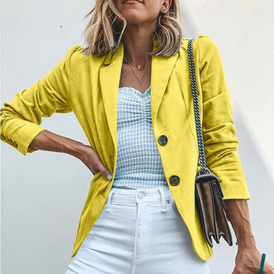 

Women Long Sleeve Small Joker Suit Top Autumn Solid Color Slim Coat Small Blazer