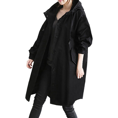 

Toponeto Womens Winter Loose Hooded Wild Elegant Windbreaker Comfortable Coat Outwear