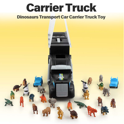 

Dinosaurs Transport Car Animal Carrier Truck Toy with Dinosaur Toys Matchbox Car Helicopter for kids Toy