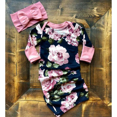 

US Stock Baby Girls Newborn Swaddle Long Sleeve Outfits Romper Blanket Lovely