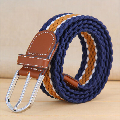 

New elastic force weaving Unisex belt fashion stripe canvas Alloy pin buckle Men belt casual simple Men&Women cowboy belt