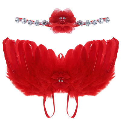 

Baby Angel feather Wing Newborn girl flower headband Photography Props