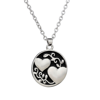 

Double High Quality Hot Sale Necklace Circle Coin Heart Circle Coin Necklace Necklace silver Double Heart Family Funny
