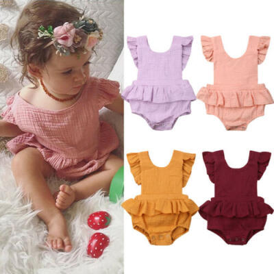 

US Newborn Baby Girls Ruffle Romper Bodysuit Jumpsuit Sunsuit One-Pieces Outfits