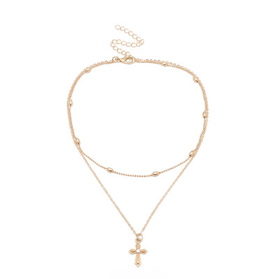 

Sexy Double Layers Choker Cross Pendant Charm Necklace Women Fashion Jewelry