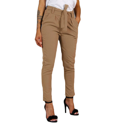 

Tailored Women High Waist Harem Pants Women Bandage Elastic Waist Stripe Casual Pants
