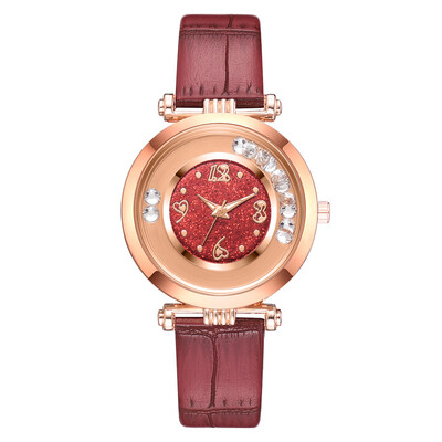 

Belt ladies watch 2019 new quicksand ball pu strap ladies watch quartz watch