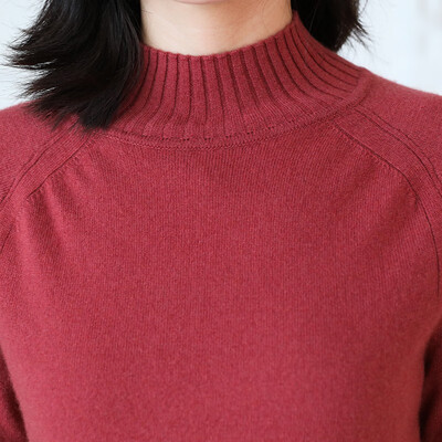 

QIANMUCHUN female half-high collar split cashmere sweater 5779