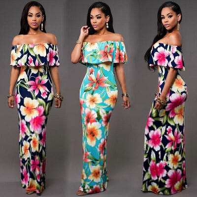

Women Summer Dress Boho Maxi Long Evening Party Dress Beach Dress Sundress