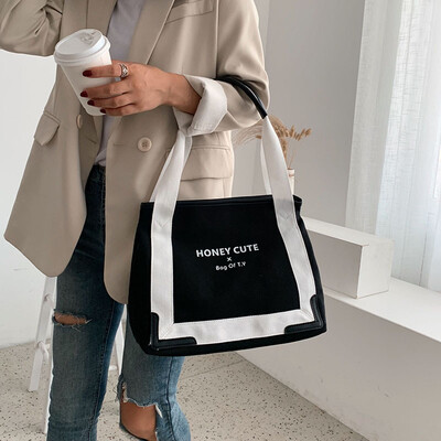 

New casual bag handbags new 2019 Korean version of the fashion hit color large capacity wild shoulder slung tote bag