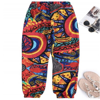 

Women Trousers Casual Beach Colorful Print Ethnic Customs Loose Bloom Pants