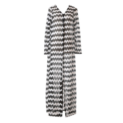 

New Striped Long Sleeve Beach Cover up Dress 2019 Swimwear Cover up Women Blouse Sunscreen Dress Lace Cover Up Dress
