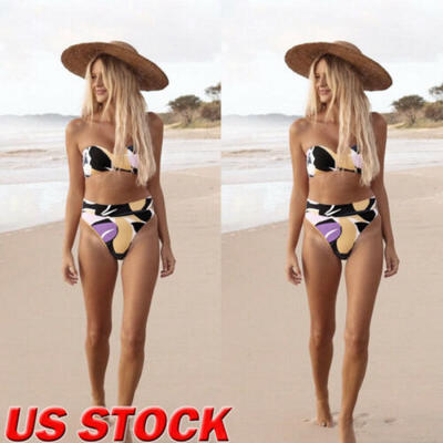 

US Womens Sexy Bikini Swimsuit Geometric Print Swimwear Bathing Suit