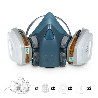 

8200 Half Face Gas Mask Respirator Organic Gas Filter Cartridge Dust-proof Mask Painting Spraying Mask Filter Cotton Cover Persona