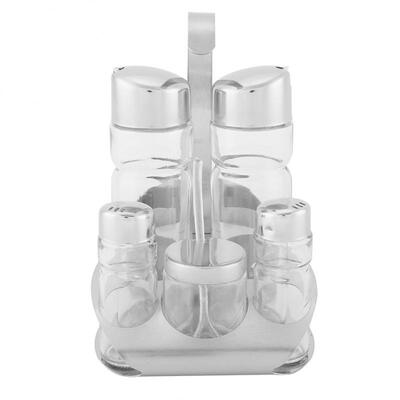 

Greensen 5Pcs Stainless Steel Seasoning Box Liquid Bottle Soy Sauce Pot Vinegar Kitchen Kit