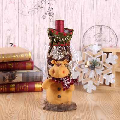 

Tailored Wine Bottle Cover Bags Decor Home Party Xmas Elk Clothes Christmas Beige