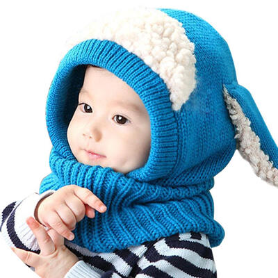 

Baby Toddler Winter Beanie Warm Hat Hooded Scarf Earflap Knitted Cap