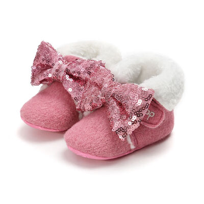

Newborn Girls baby First Walkers infants warm Sequin shoes Faux fur girls baby booties Leather boy baby boots