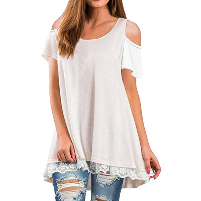 

Nomeni Women Ladies Off Shoulder T-Shirt Short Sleeve Round Neck Casual Tops Blouse Tee