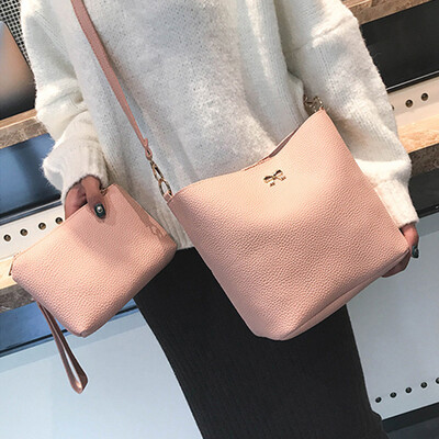 

Tailored 2Pcs Womens Fashion Leather Bow Tie Shoulder Bag with Handbag RD