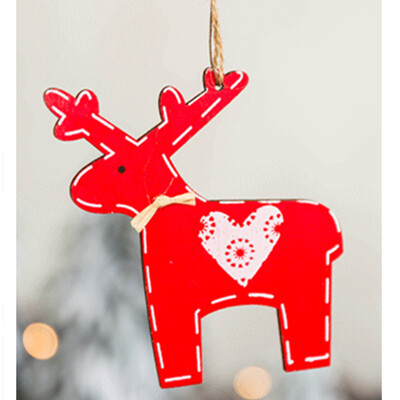 

〖Follure〗Christmas Wooden Elk Deer Ornaments Home Xmas Tree Hanging Pendant Decor