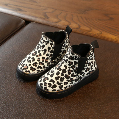 

New Kids Boots Fashion Winter Boys Girls Snow Boots Children Martin Boots Baby Cute Leopard Pattern Anti-slip Walking Shoes