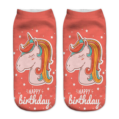 

1 Pair Women Low Cut Ankle Socks Funny Unicorn 3D Printing Socks Cotton Hosiery Printed Socks