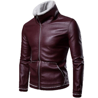 

Gobestart Mens Casual Autumn Winter Long Sleeve Solid Turn-down Collar Lamb Fur Coat Top