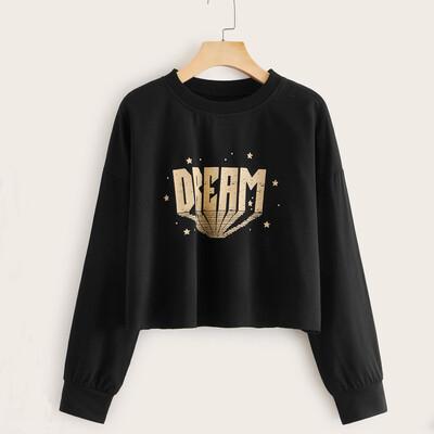 

Tailored Autumn And Winter Women Fashion Print Round Collar Sweatshirt