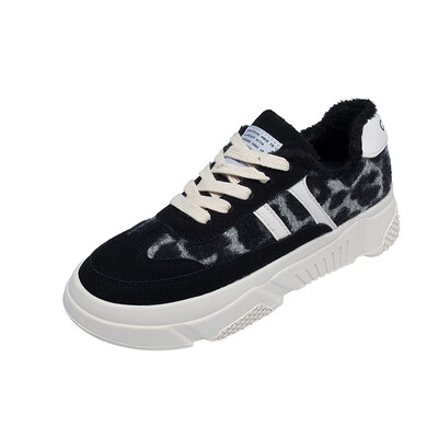 

Winter Fashion Casual Suede Shoes Woman Leopard black khaki Sneakers Flat Heels Platform Shoes Women Tenis Zapatos Mujer 35-39