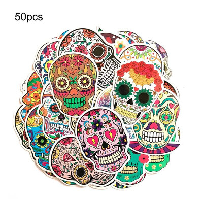 

50 Pcs Magic Color Scary Skull Sticker Mixture Sticker Doodling Sticker Travel DIY Laptop Sticker Suitcase Sticker