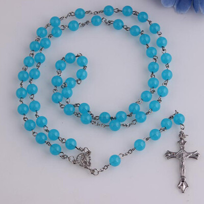 

Men Women Catholic Rosary Luminous Cross Necklace Catholicism Religious Jewelry Party Gift
